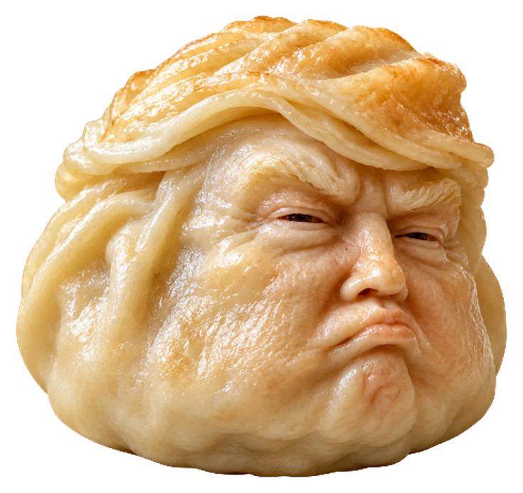 trumpling, the golden pleated dumpling, frowning